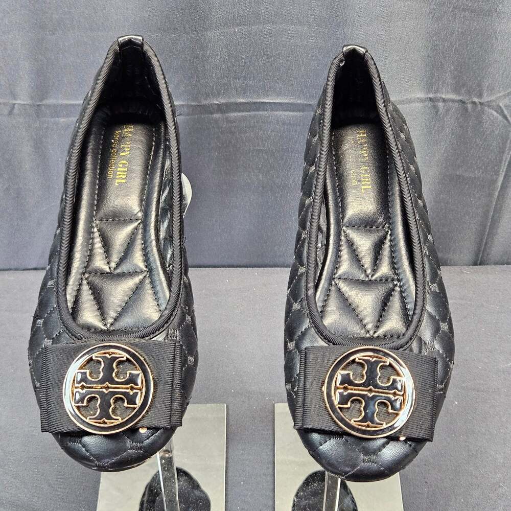Happy Girl Korea Collection Black Quilted Ballet Flats